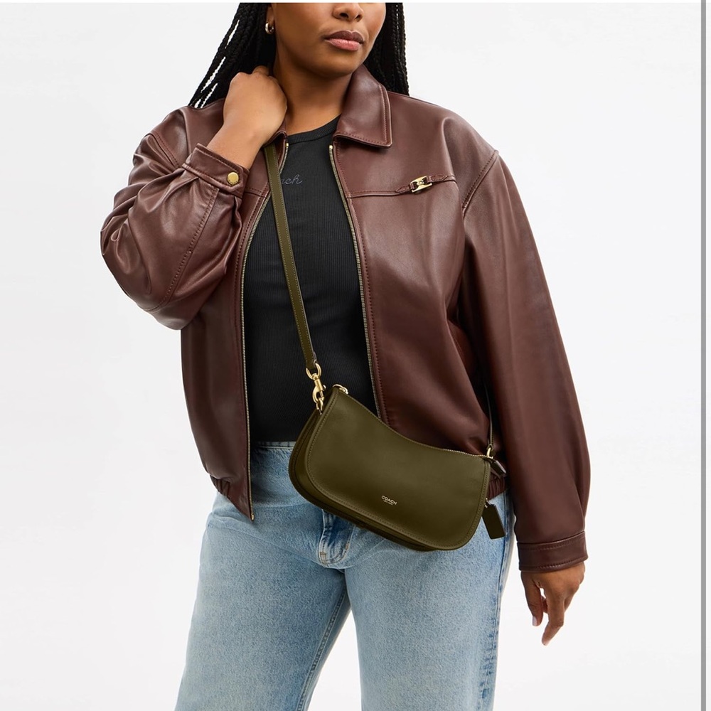 New Coach Sage Green Leather Shoulder Waverly Bag - Picture 5 of 8